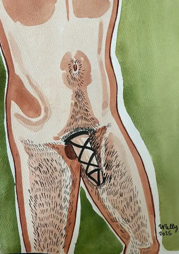 Femme nue en aquarelle, illustration artistique sur le thème de la féminité et de la sensualité.