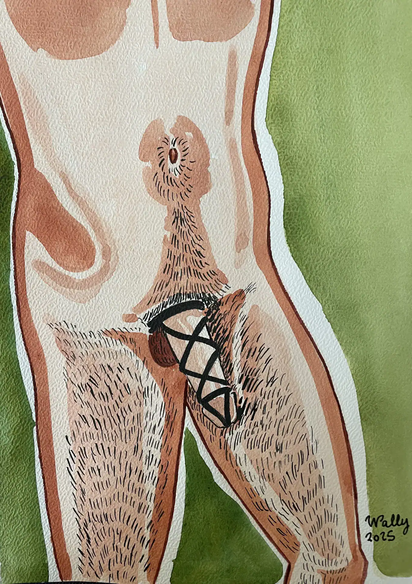 Femme nue en aquarelle, illustration artistique sur le thème de la féminité et de la sensualité.