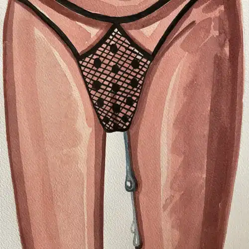 Plaisir féminin en aquarelle format A4 Illustration aquarelle d'une femme en lingerie sexy et provocante.