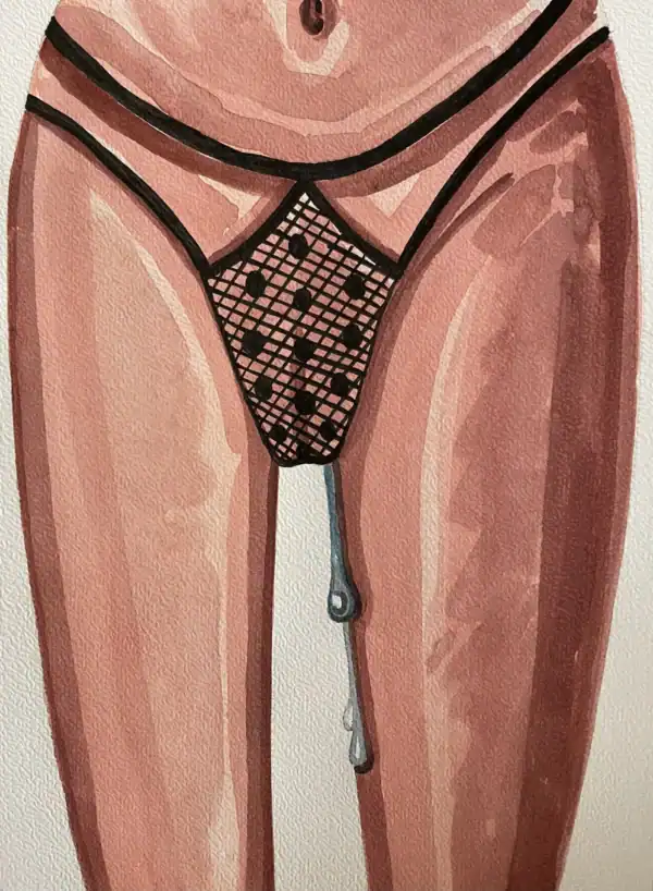 Plaisir féminin en aquarelle format A4 Illustration aquarelle d'une femme en lingerie sexy et provocante.