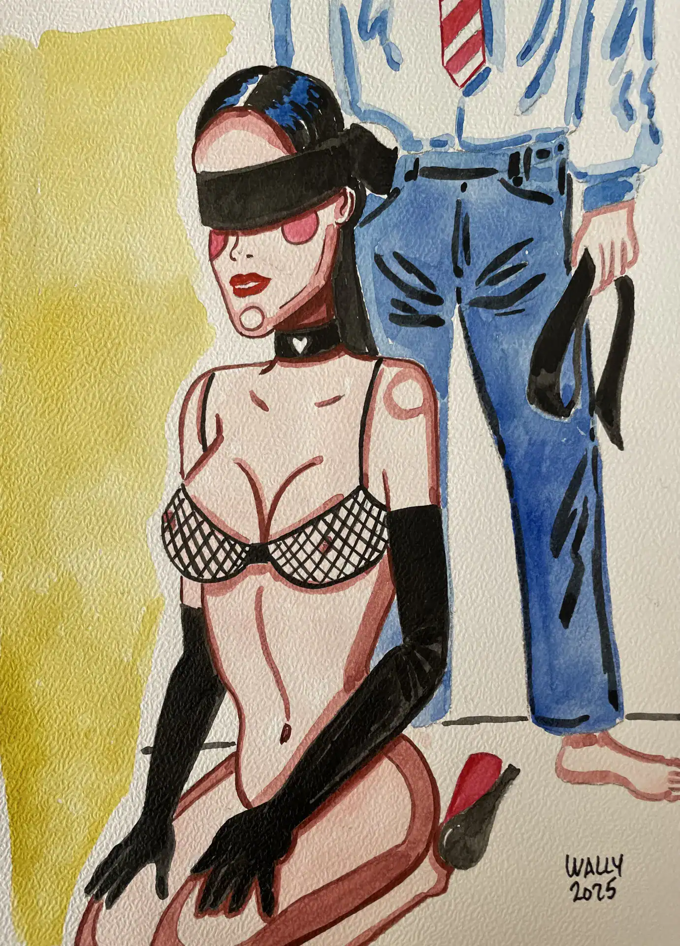 Femme en aquarelle érotique format A4 Série d'illustrations féminines en style aquarelle, évoquant sensualité et mystère.
