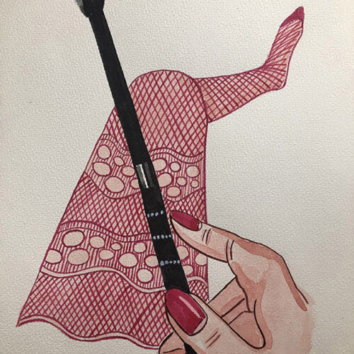 Vampire girl en aquarelle Vampire girl en aquarelle avec robe en résille rouge.