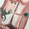Illustration aquarelle homme nu format A4 Aquarelle représentant un homme nu, style artistique, sur fond blanc.
