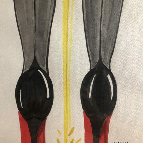 Balcon de pieds élégants en aquarelle.
