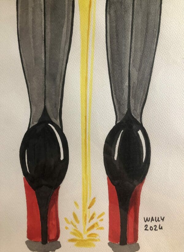 Balcon de pieds élégants en aquarelle.