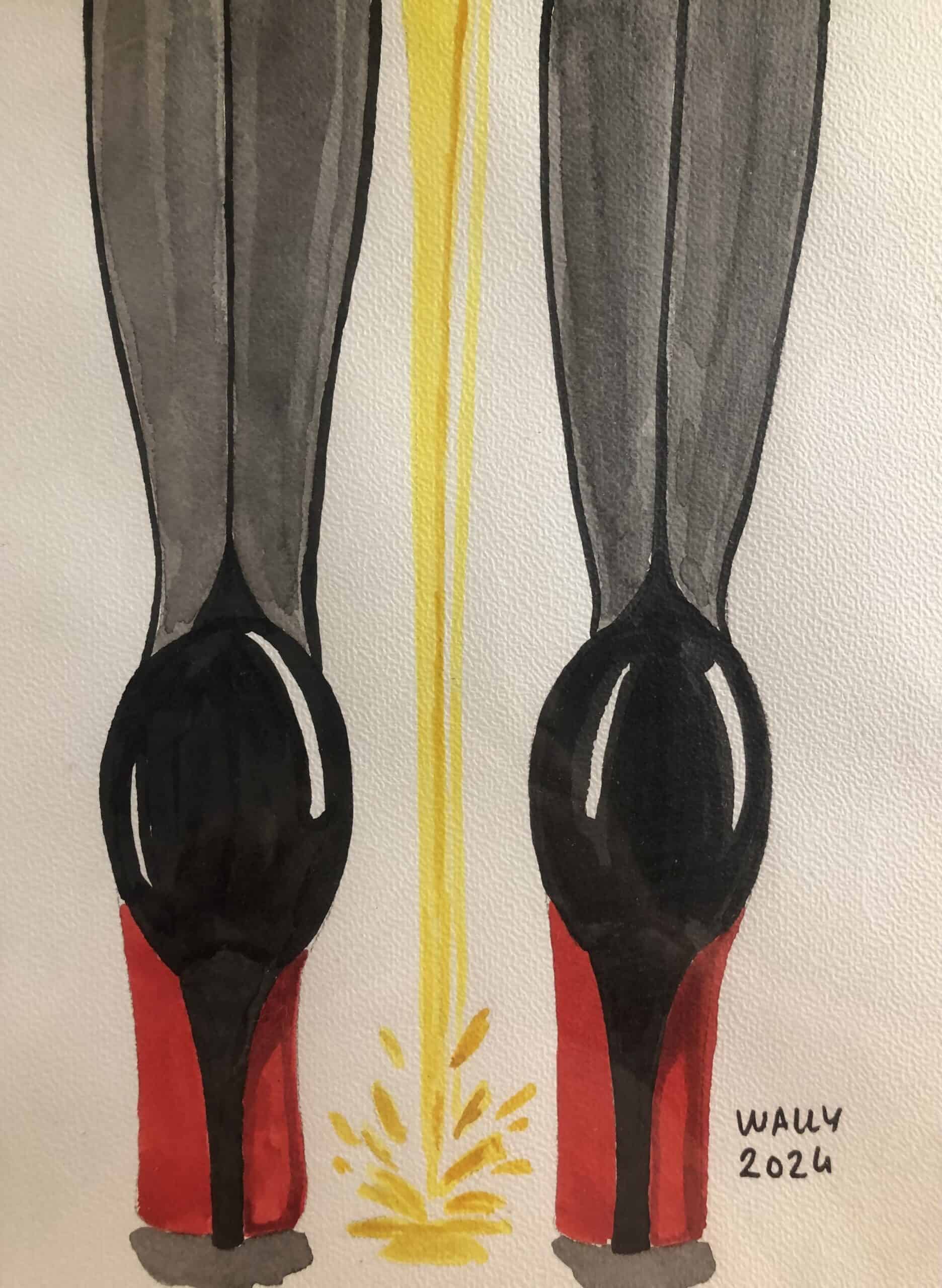Pieds en aquarelle format A4 Balcon de pieds élégants en aquarelle.