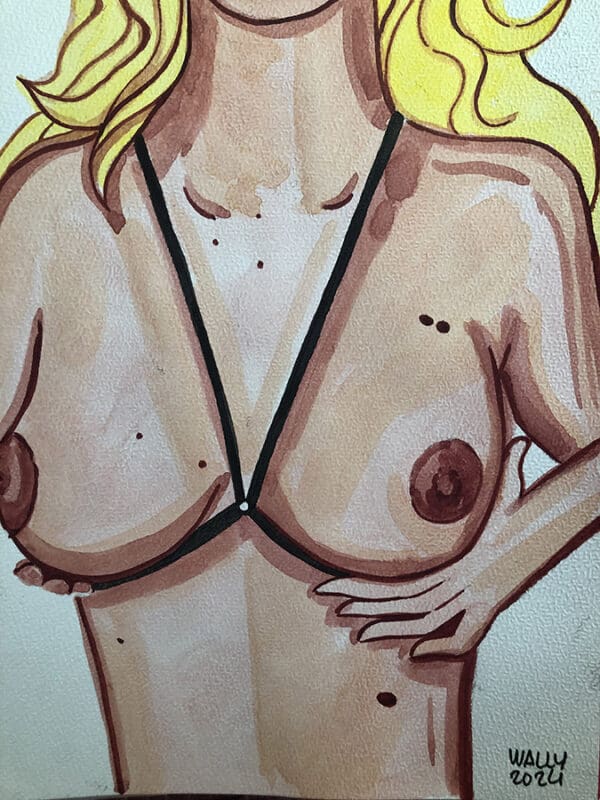 Femme nue en aquarelle format A4 Femme nue en aquarelle, illustration artistique mettant en valeur la beauté féminine.