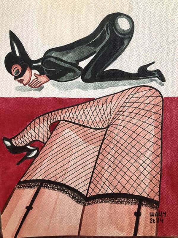 Illustration aquarelle BDSM en format A4.