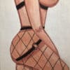 Illustration aquarelle d'une femme en lingerie et porte-jarretelles, style artistique et suggestif.