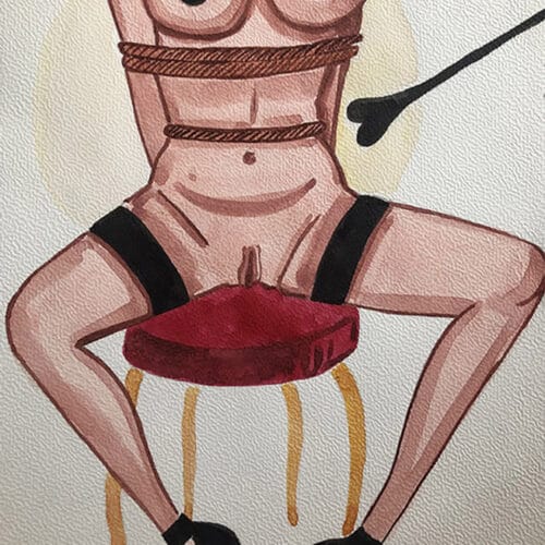 Corps féminin en aquarelle BDSM Illustration BDSM en aquarelle sur format A4.