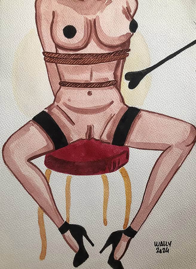 Corps féminin en aquarelle BDSM Illustration BDSM en aquarelle sur format A4.