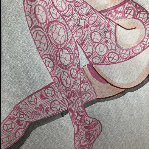 Illustration aquarelle d'une femme en talons, style féminin et élégant, sur fond blanc.