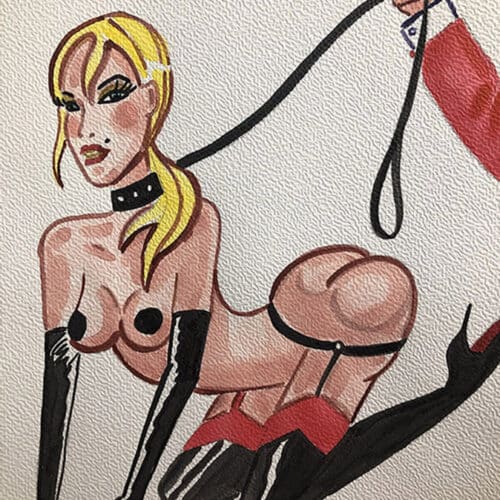 Illustration BDSM aquarelle format A4.