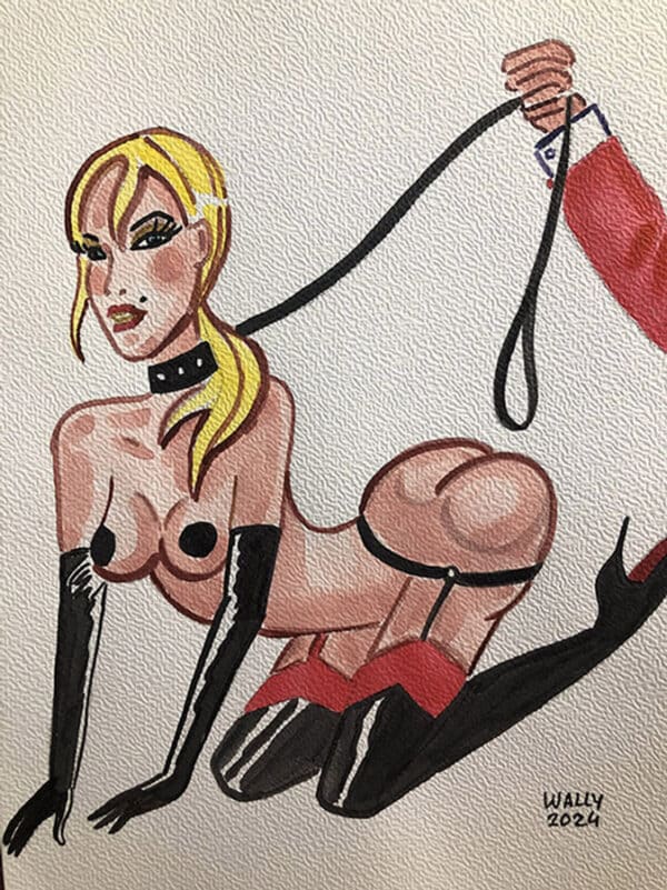 Illustration BDSM aquarelle format A4.