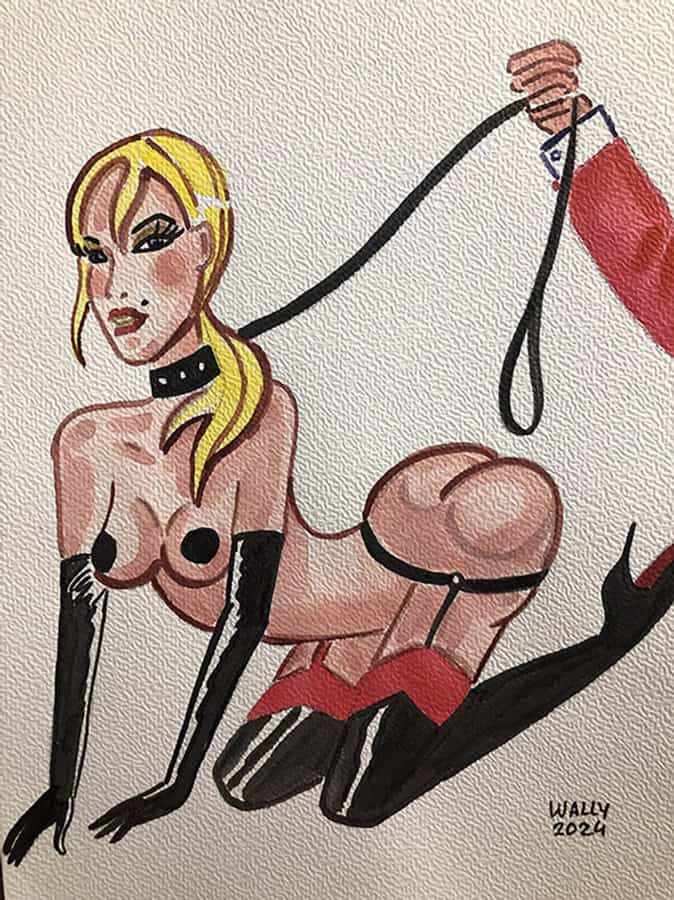 Vampire BDSM Illustration Illustration BDSM aquarelle format A4.