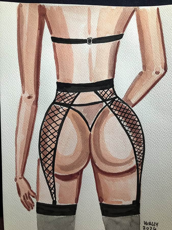 Illustration aquarelle d'une femme en lingerie sexy.