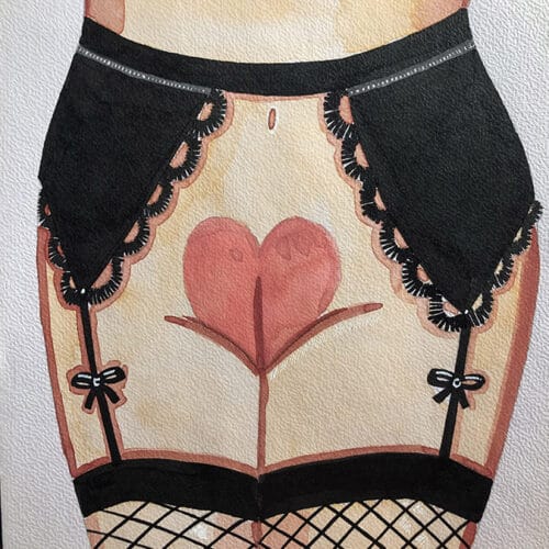 Vignette BDSM en encre de chine format A4 Illustration BDSM encre de chine, style érotique et suggestif, mettant en scène des éléments de domi.