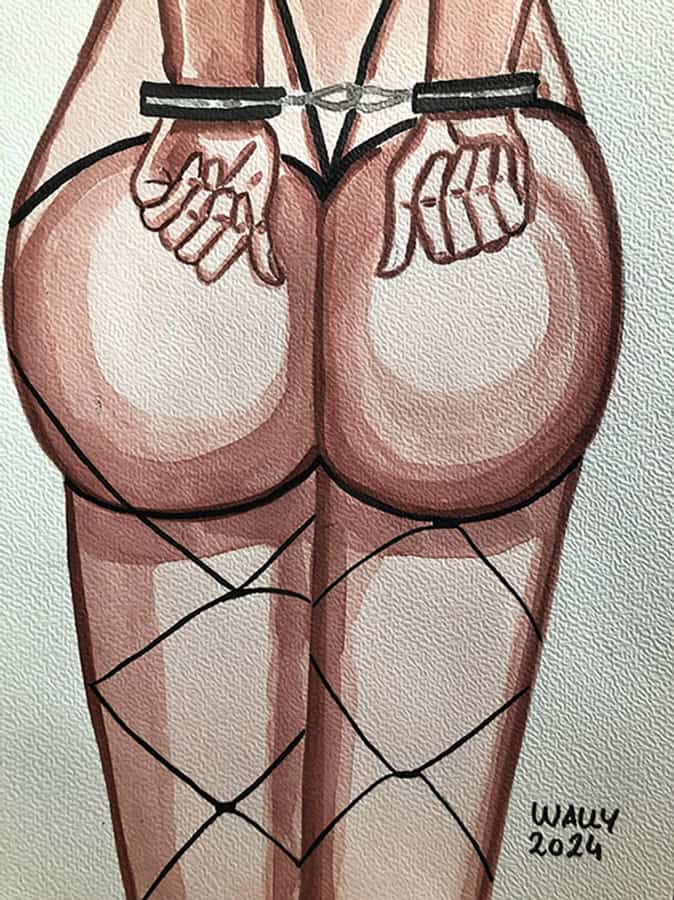 Poupée en aquarelle sur le thème BDSM, illustration artistique et sensuelle. Illustration aquarelle BDSM, représentation artistique de la sensualité et du bondage.