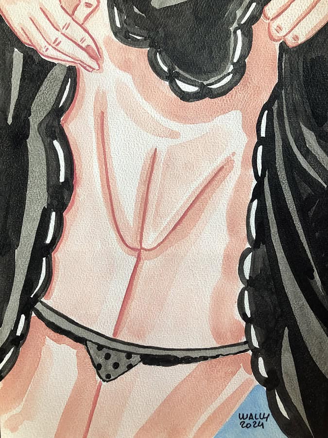 Illustration aquarelle représentant une femme nue, mettant en valeur la sensualité et la féminité da.