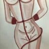 Tresse aquarelle sur thème SHIBARI Illustration aquarelle de style A4 représentant une figure féminine liée dans une pose de shibari.