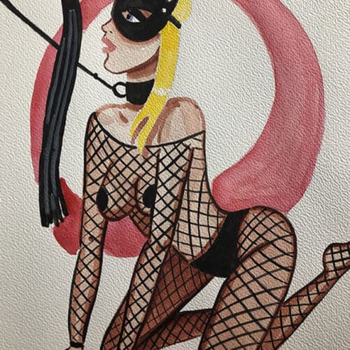 Illustration BDSM en aquarelle sur format A4.