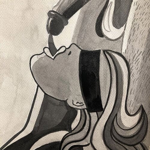 Illustration encre de chine représentant un couple.