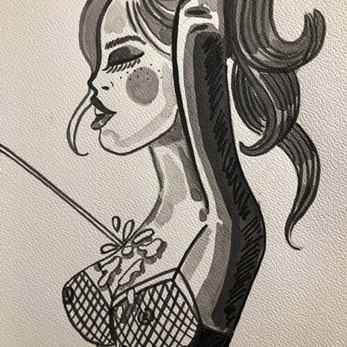 Femme aquarelle en noir et blanc Illustration aquarelle d'une femme séduisante en noir et blanc.