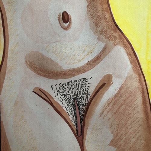 Femme en aquarelle format A4 Illustration aquarelle d'une femme nue, mettant en valeur la beauté féminine et l'art érotique.