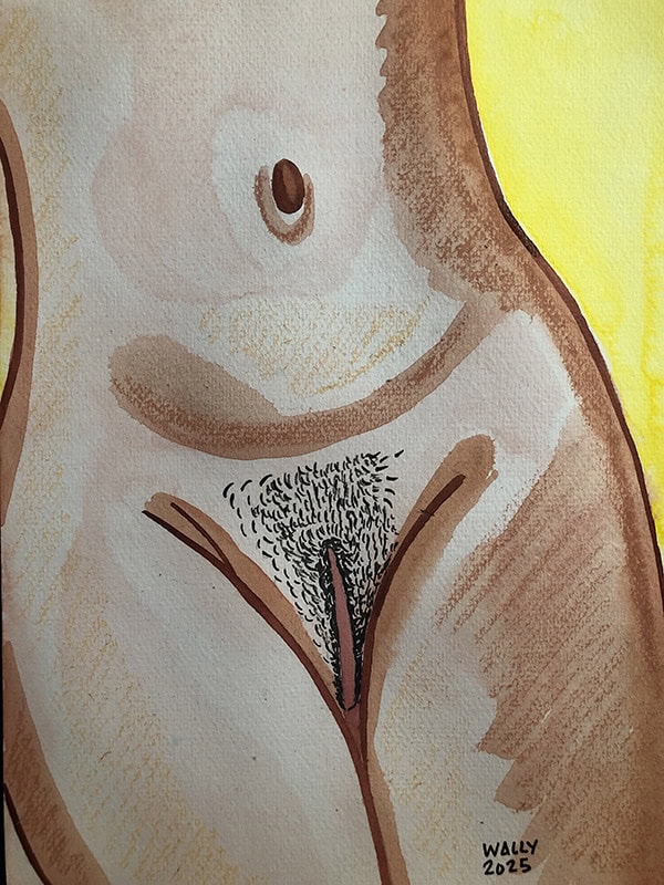 Femme en aquarelle format A4 Illustration aquarelle d'une femme nue, mettant en valeur la beauté féminine et l'art érotique.