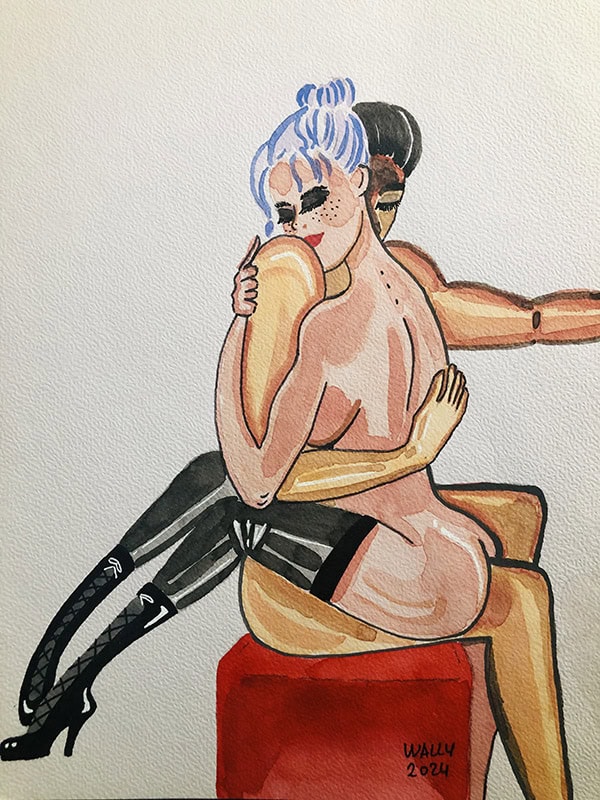 Couple aquarelle illustration A4 Illustration aquarelle d'un couple intime et sensuel.