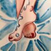 Pieds aquarelle, illustration artistique de pieds avec détails et couleurs vives.