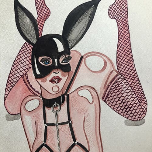 Illustration BDSM en aquarelle sur papier A4.