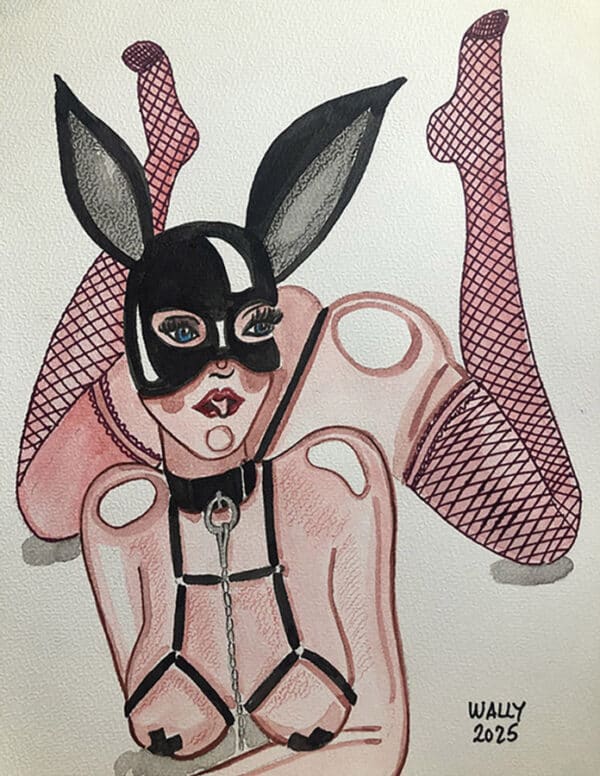 Illustration BDSM en aquarelle sur papier A4.