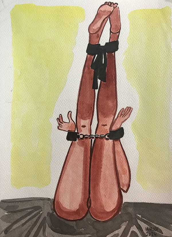 Tirage Aquarelle BDSM format A4 Accessoires BDSM en aquarelle, illustration artistique sur le thème BDSM.