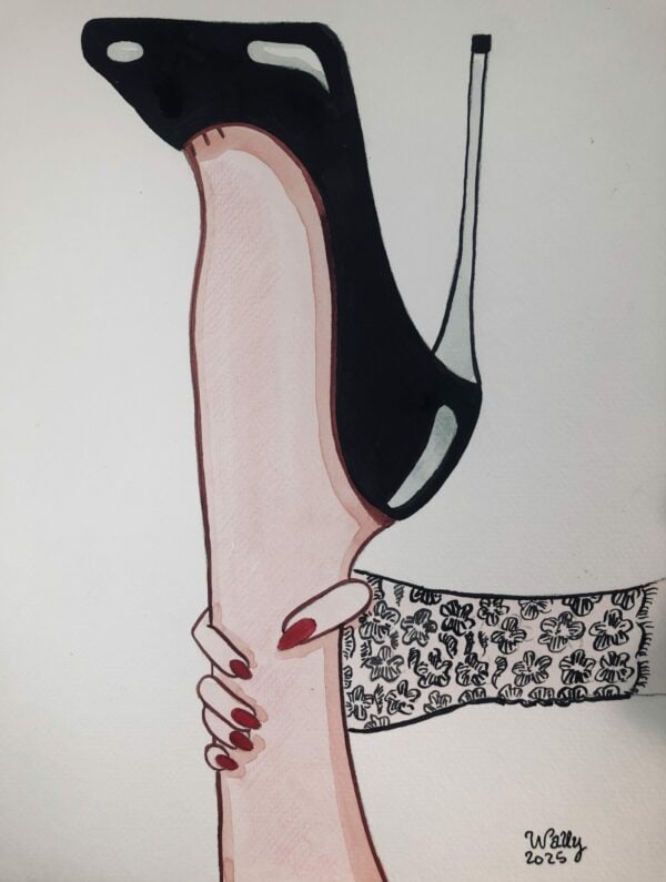 Pieds en aquarelle format A4 Pieds féminins en aquarelle, illustration artistique sur le thème des pieds.