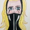 Vampire féminin avec maquillage dramatique et masque en latex noir, illustrant le thème BDSM dans un.