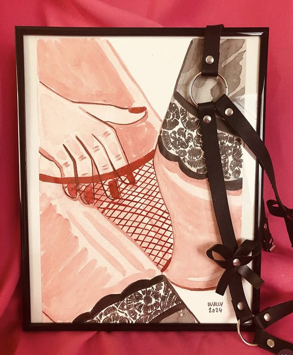 Illustration aquarelle d'une femme en lingerie sexy.