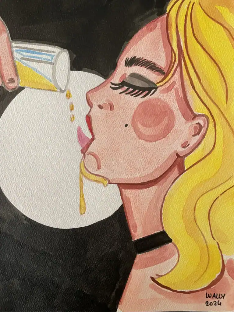 Femme sexy en aquarelle, illustration artistique sur le thème FEMME, style moderne et coloré.