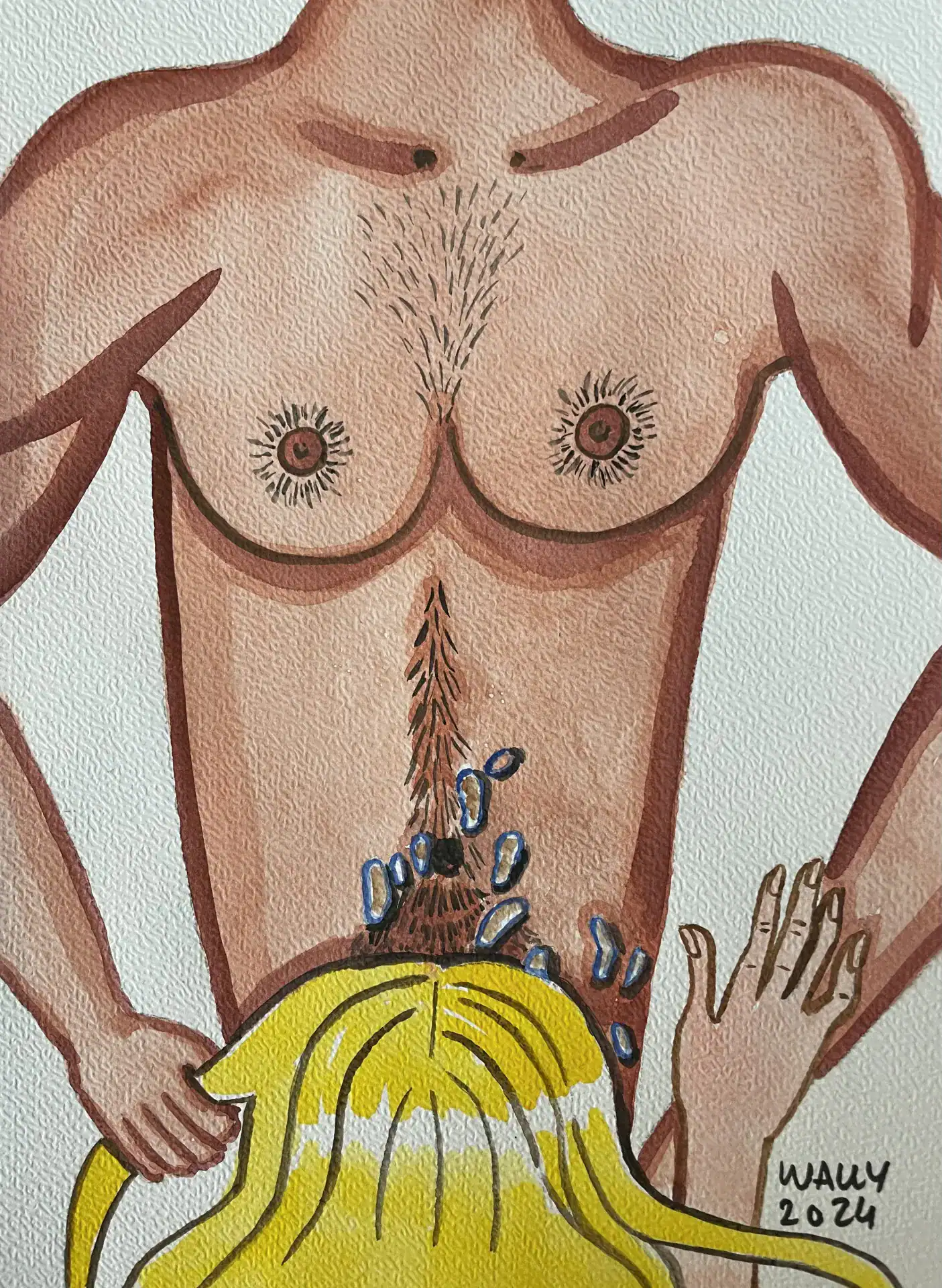 Illustration Aquarelle Couple - Wally Erotic Illustration aquarelle représentant un couple dans un style artistique.