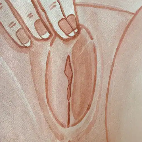 Bijou ornement féminin aquarelle Détail d'un bijou sexuel féminin illustré en aquarelle sur format A4.