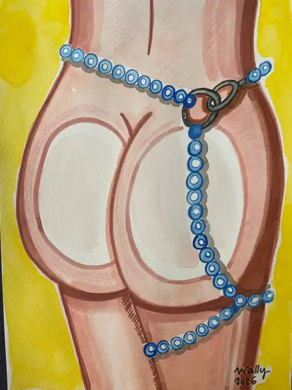 Bijou ornement de sexe féminin en aquarelle Accessoire de bijou pour le corps féminin, illustré en aquarelle.