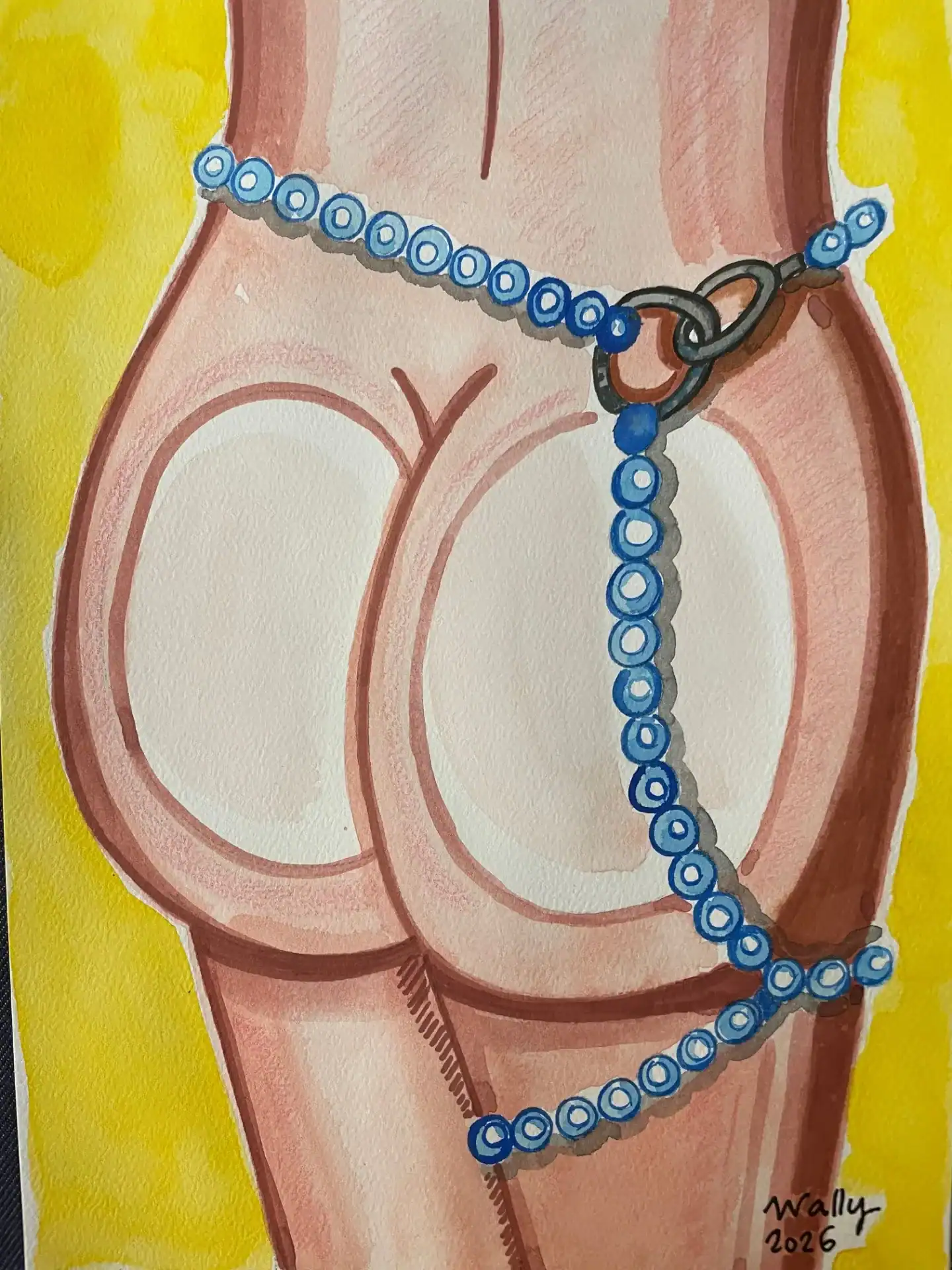 Bijou ornement de sexe féminin en aquarelle Accessoire de bijou pour le corps féminin, illustré en aquarelle.