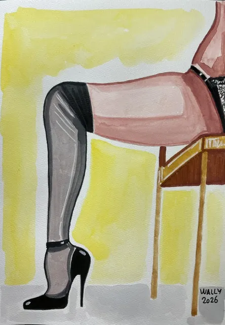 Illustration BDSM Aquarelle format A4 Talons aiguilles