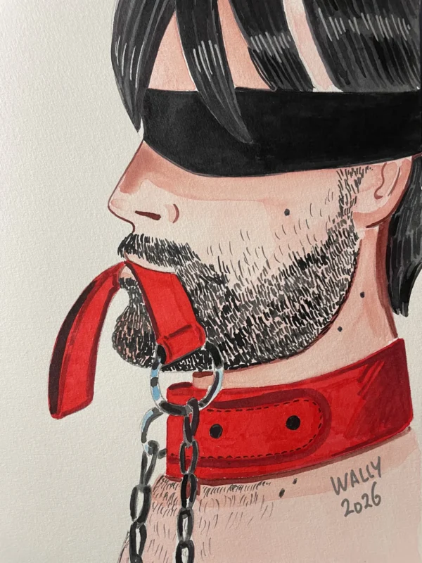 Illustration Aquarelle format A4 sur le theme soumission masculine